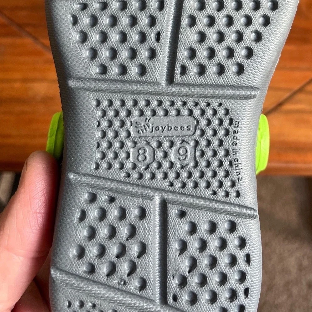 Joybees‎ Kids Active Clog Charcoal Grey Neon Green Slip On Water Shoes Size C8/9